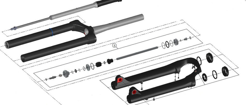 FKE577-10 | ENSEMBLE SHAFT / TIGE DE RESSORT NEGATIF AIR EQ DUROLUX36 160MM