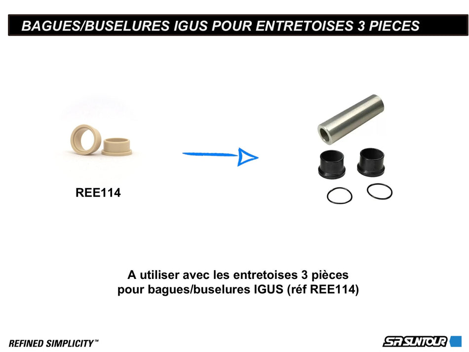 REE114(X2) | KIT BAGUES BUSELURES IGUS POUR AMORTISSEUR