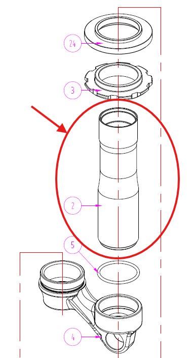 RLB134-75 | MAIN BODY / PLONGEUR POUR VORO 225/250 75